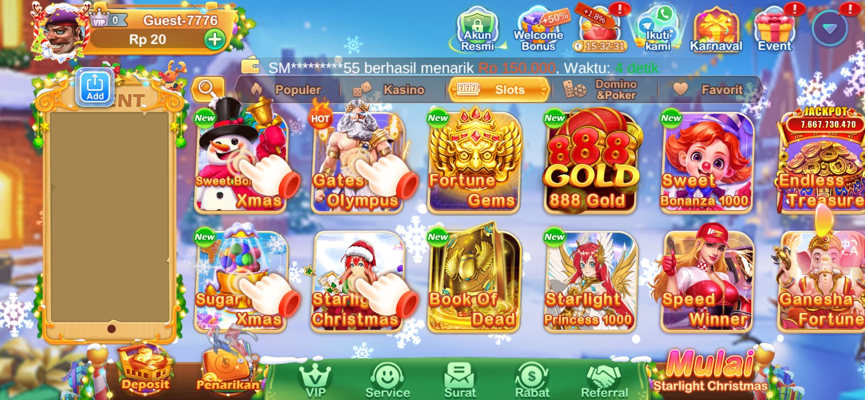 Permainan slot terbaru di PC777 dengan jackpot besar dan label HOT.